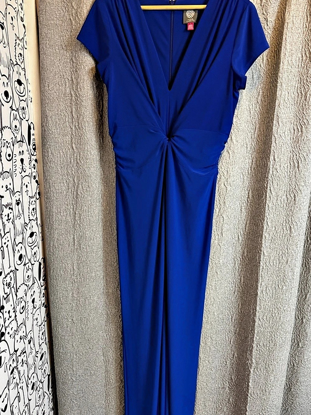 Vince Camuto Ruched Jumpsuit in Blue Size Large Like New